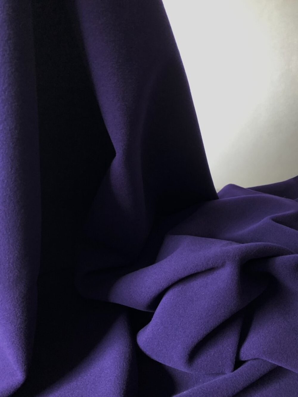 Purple Italian Pure Wool Coat Weight Fabric Sewing Remnant